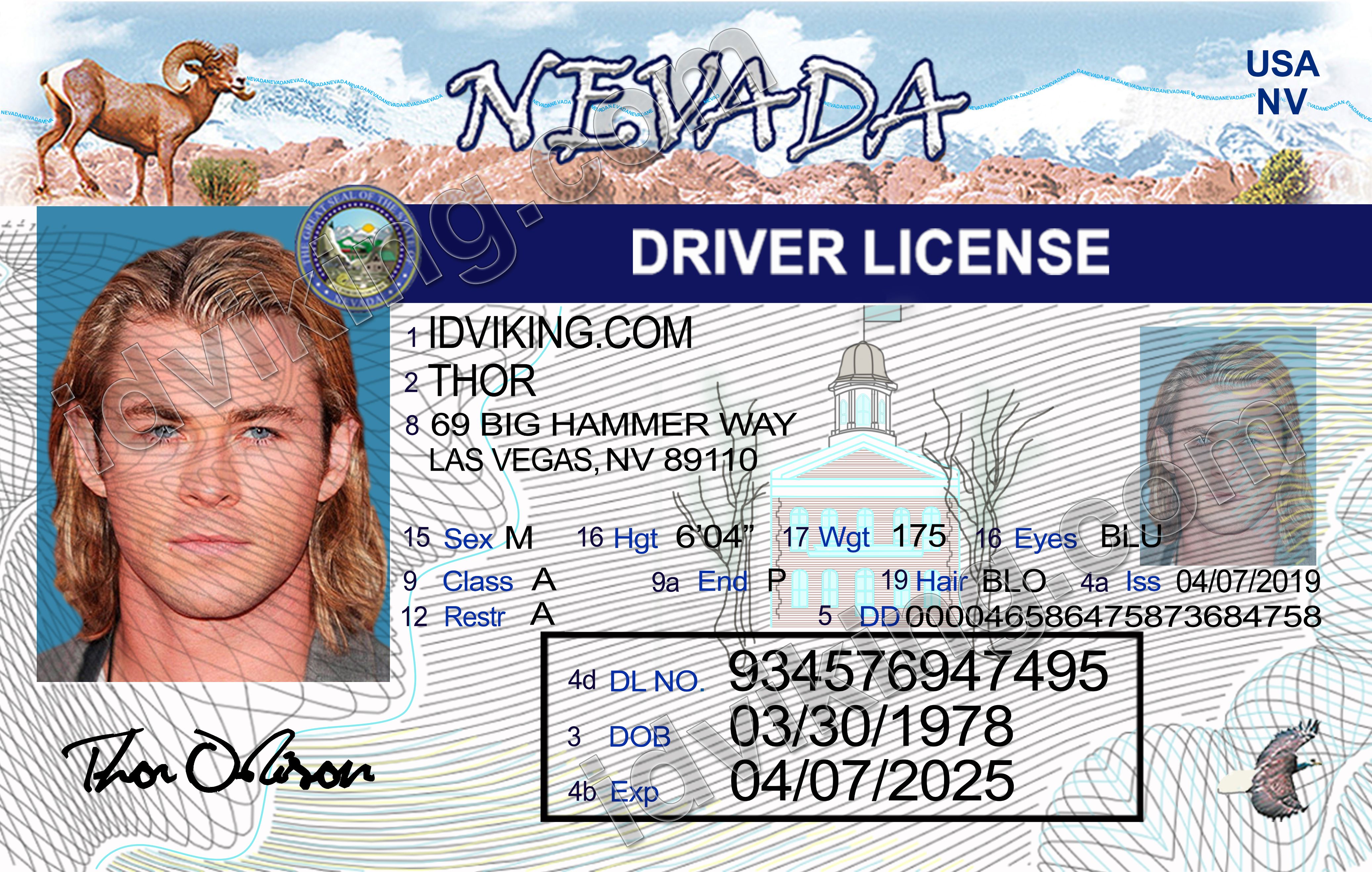 free editable nevada drivers license template